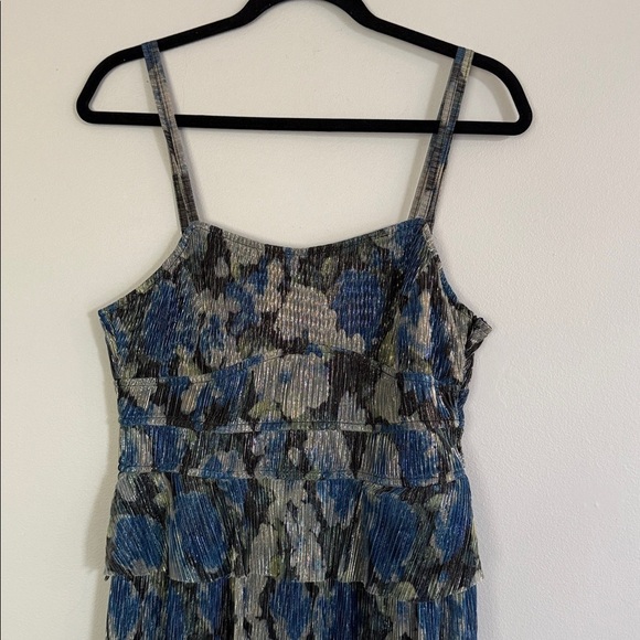 Anewsta Printed Blue Strappy Long Midi Dress With Gathered medium nwt - Picture 3 of 5